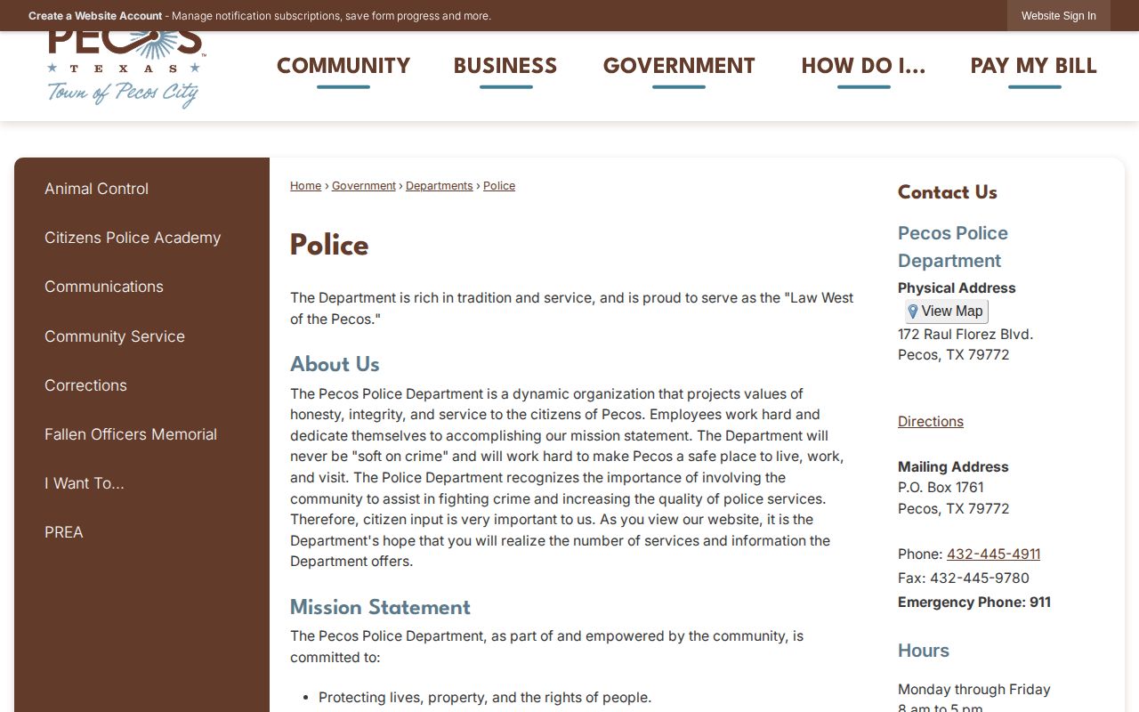 Reeves County Pecos Police Department booking records contact source